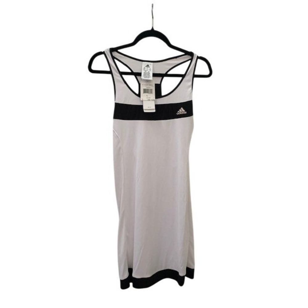 Adidas Womens Galaxy Dress White Black Racerback Tennis Activewear Size L